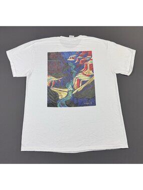 Rare Vintage 90s Phantom Ranch Grand Canyon Art Painting Multicolor White Promo